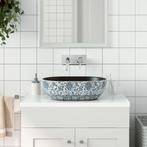 vidaXL Opzetwasbak ovaal 47x33x13 cm keramiek zwart en blauw, Verzenden, Nieuw