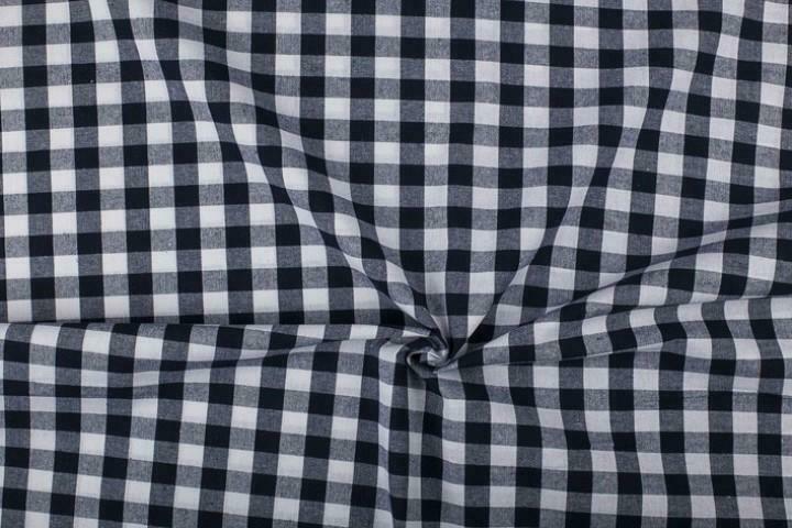 Brabants bont stof marineblauw wit geruit - 18mm geruit, Hobby en Vrije tijd, Stoffen en Lappen, 120 cm of meer, 200 cm of meer