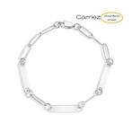 Paperclip drie namen armband zilver premium stainless steel, Verzenden, Nieuw, Zilver