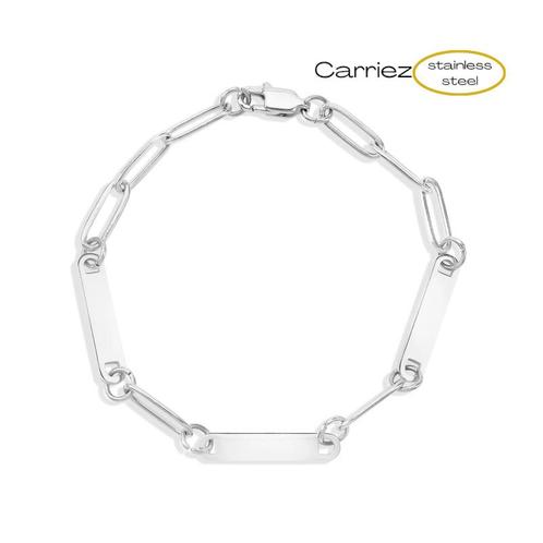 Paperclip drie namen armband zilver premium stainless steel, Sieraden, Tassen en Uiterlijk, Armbanden, Nieuw, Verzenden