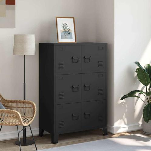 vidaXL Opbergkast industrieel 75x40x115 cm metaal zwart, Huis en Inrichting, Woonaccessoires | Kisten, Nieuw, Verzenden