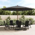 vidaXL Parasol met houten paal 400x273 cm antracietkleurig, Verzenden, Nieuw, Meer dan 4 meter