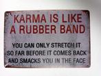 Metalen Bordje 30 bij 20 cm  Karma, Huis en Inrichting, Woonaccessoires | Tekstborden en Spreuken, Verzenden, Gebruikt