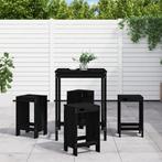 vidaXL 5-delige Barset massief grenenhout zwart, Tuin en Terras, Verzenden, Nieuw, 5 zitplaatsen