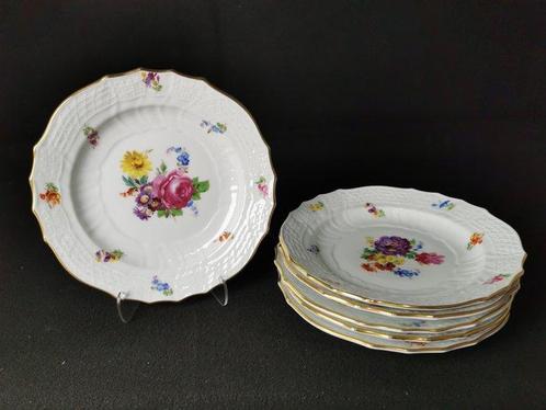 Meissen Carl Teichert - Fiori - 6 piatti - D 20cm- XIX, Antiek en Kunst, Antiek | Glas en Kristal