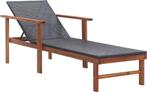 vidaXL Ligbed met kussen poly rattan van massief acaciahout, Caravans en Kamperen, Kampeeraccessoires, Ophalen of Verzenden, Nieuw