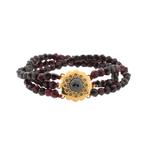 Glaskralen armband met gouden slot; Antiek | 16 cm, Sieraden, Tassen en Uiterlijk, Armbanden, Ophalen of Verzenden, Gebruikt, Overige kleuren
