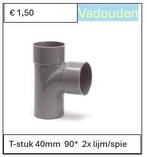 PVC T-STUK 90* 2x LIJM/SPIE, Ophalen of Verzenden, Nieuw