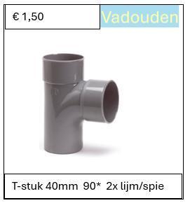 PVC T-STUK 90* 2x LIJM/SPIE, Doe-het-zelf en Verbouw, Overige Doe-het-zelf en Verbouw, Nieuw, Ophalen of Verzenden