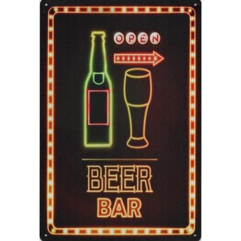 Wandbord -  Beer Bar Open, Huis en Inrichting, Woonaccessoires | Wanddecoraties, Nieuw, Ophalen of Verzenden