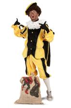 Luxe Piet Kostuum Geel M-L + Gratis Pietenschmink Pak Pieten, Maat 48/50 (M), Kerstmis of Sinterklaas, Nieuw, Ophalen of Verzenden