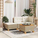 vidaXL Tuinkruk met kussen 63,5x56x32 cm poly rattan beige, Verzenden, Nieuw, Rotan