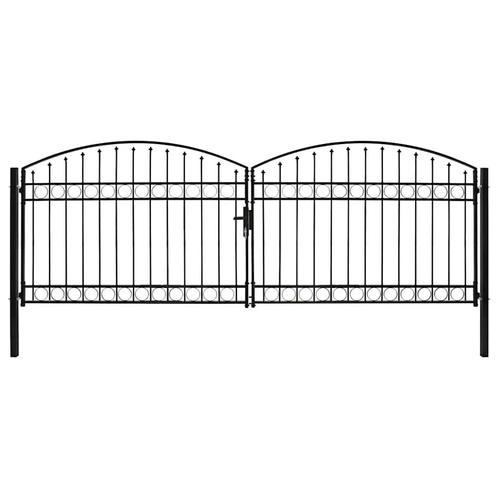 vidaXL Poort met gebogen bovenkant dubbel 400x125 cm staal, Tuin en Terras, Tuinpoorten, Nieuw, Verzenden