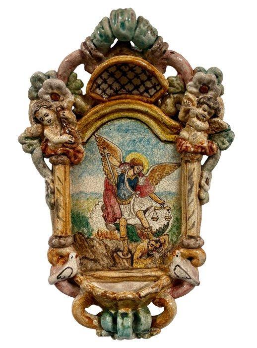Wijwatervat - 1950-1960 - Sint-Michiel de Aartsengel - 30 cm, Antiek en Kunst, Antiek | Boeken en Bijbels