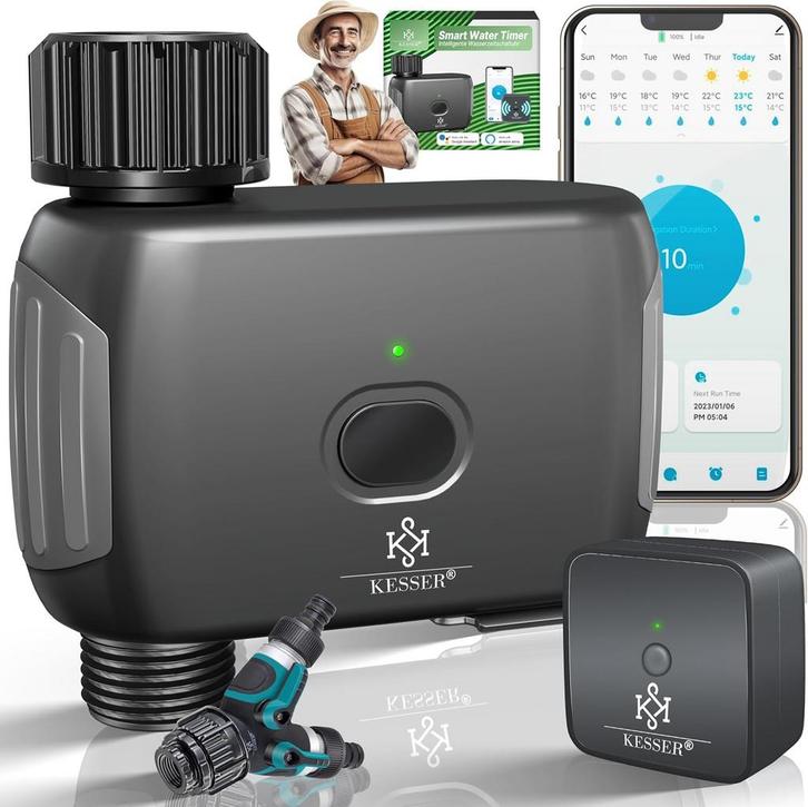 Beregeningscomputer - Besproeiingscomputer - Grijs - KESSER®, Tuin en Terras, Bewateringscomputers, Zo goed als nieuw, Verzenden