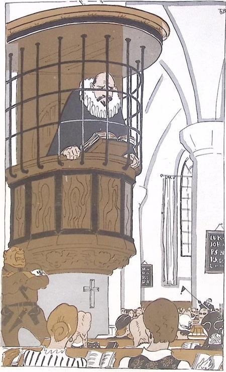 Spotprent over censuur van geloof in Nazi-Duitsland, Antiek en Kunst, Kunst | Litho's en Zeefdrukken, Verzenden