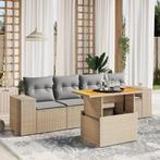 vidaXL 5-delige Loungeset met kussens poly rattan beige, Tuin en Terras, Tuinsets en Loungesets, Verzenden, Nieuw, Rotan, Loungeset