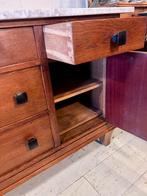 antiek eiken commode / ladenkast met marmer blad  111B x74H, Antiek en Kunst