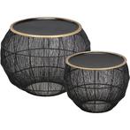 Set Bijzettafels - Trion Kanka - Rond - 55cm - Zwart -, Huis en Inrichting, Tafels | Eettafels, Ophalen of Verzenden, Nieuw, Overige materialen