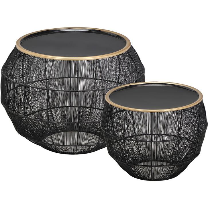 Set Bijzettafels - Trion Kanka - Rond - 55cm - Zwart -, Huis en Inrichting, Tafels | Eettafels, Nieuw, Overige materialen, Ophalen of Verzenden