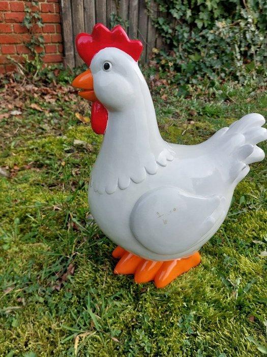 Beeld, garden statue white chicken - 42 cm - polyresin, Antiek en Kunst, Curiosa en Brocante