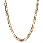 Tricolour gouden valkenoog collier 50 cm 14 karaat, Sieraden, Tassen en Uiterlijk, Kettingen, Verzenden, Zo goed als nieuw, Goud