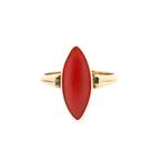 Vintage gouden ring met bloedkoraal (klassiek, geelgoud), Gebruikt, Overige kleuren, Ophalen of Verzenden, Kleiner dan 17