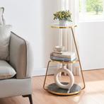 [en.casa] Bijzettafel Sipoo 74x46x37cm marmer zwart en marme, Huis en Inrichting, Tafels | Bijzettafels, Verzenden, Nieuw