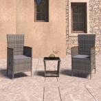 vidaXL 3-delige Loungeset met kussens poly rattan grijs, Verzenden, Nieuw, Rotan, Loungeset