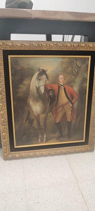 Europese school (XIX-XX) - Portret Eduard burggraaf ligonier, Antiek en Kunst, Kunst | Schilderijen | Klassiek
