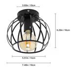 Vintage Plafondlamp – Zwart Metalen Kooi Semi-Inbouwlamp, Huis en Inrichting, Lampen | Plafondlampen, Verzenden, Nieuw