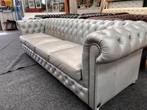 Chesterfield MAARSSEN !!! Zilver Leren Chesterfield XXL BANK, Ophalen, Gebruikt, Chesterfield, Leer