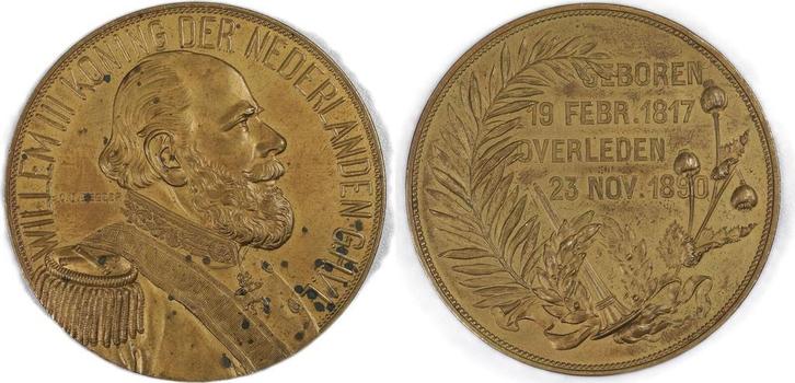 Medal 1890 Netherlands Death of King Willem Iii by C J Be..., Postzegels en Munten, Penningen en Medailles, Verzenden