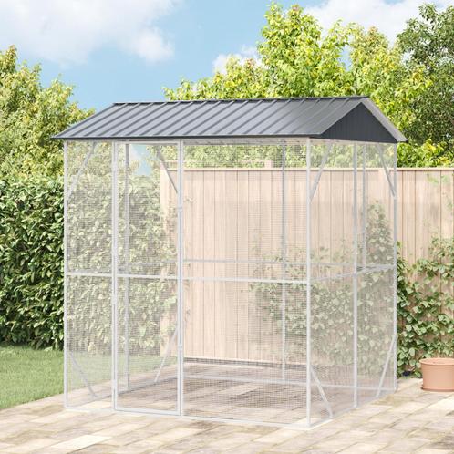 vidaXL Vogelkooi Antraciet 210x227x247 cm van staal, Dieren en Toebehoren, Overige Dieren-accessoires, Nieuw, Verzenden