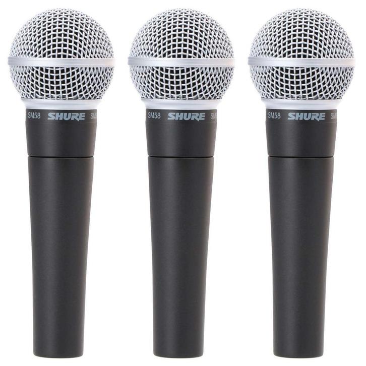 Shure SM 58 dynamische zangmicrofoon (set van 3), Muziek en Instrumenten, Microfoons, Verzenden