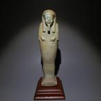Oud-Egyptisch Faience Shabti van Padipepet. 14 cm H.