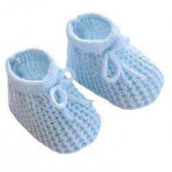 Babyslofjes Babyblauw - Gebreid met vetertje NIEUW, Kinderen en Baby's, Babykleding | Schoentjes en Sokjes, Nieuw, Ophalen of Verzenden