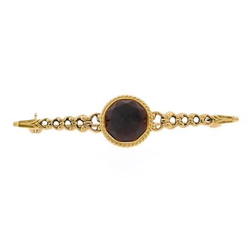 Antiek gouden broche met granaat (vintage, streeksieraden), Sieraden, Tassen en Uiterlijk, Broches, Overige kleuren, Gebruikt