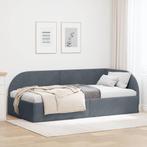 vidaXL Hoekbedframe met hoofdeinde Donkergrijs 90 x 200 cm, Verzenden, Nieuw, Grijs, Stof
