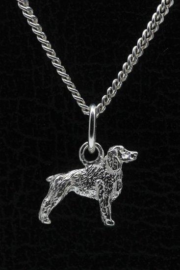 Zilveren Engelse springer spaniel ketting hanger - klein, Sieraden, Tassen en Uiterlijk, Kettinghangers, Verzenden