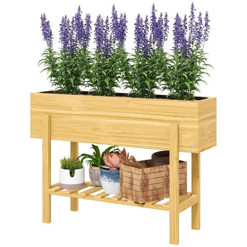 TRUUSK Verhoogd Bloembed Met Plank, Verhoogd Kruidenbed Met, Tuin en Terras, Bloembakken en Plantenbakken, Nieuw, Verzenden