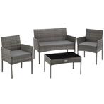 Wicker tuinset Palese voor 4 personen - grijs, Verzenden, Nieuw