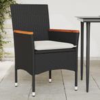 vidaXL Tuinstoelen 2 st met kussens poly rattan zwart, Verzenden, Nieuw, Rotan
