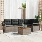 vidaXL Tuin Sofa Set 6 pcs Grijs Groot Rotan, Polyester,, Verzenden, Nieuw, Rotan