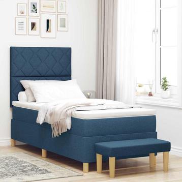 vidaXL Boxspring bed met matras met hoofdeinde Blauw 90 x beschikbaar voor biedingen