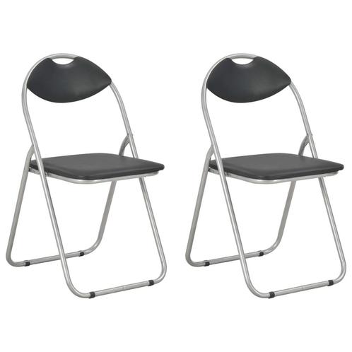 vidaXL Eetkamerstoelen inklapbaar 2 st kunstleer zwart, Huis en Inrichting, Stoelen, Zwart, Nieuw, Verzenden