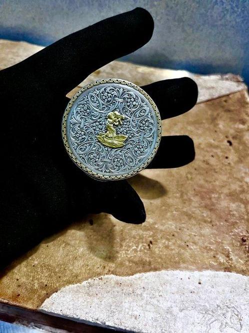 Kist voor gastheren - .800 zilver - 1850-1900 - Groene, Antiek en Kunst, Antiek | Goud en Zilver