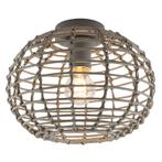 Rotan plafondlamp grijs, Roza, Huis en Inrichting, Lampen | Plafondlampen, Ophalen of Verzenden, Nieuw, Metaal, Landelijk