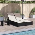 vidaXL Ligbed 2-persoons met kussens poly rattan zwart, Tuin en Terras, Verzenden, Nieuw