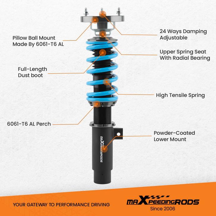 MaXpeedingrods COT6 Coilover Suspension Damper Kitcompati..., Auto-onderdelen, Ophanging en Onderstel, Nieuw, BMW, Verzenden